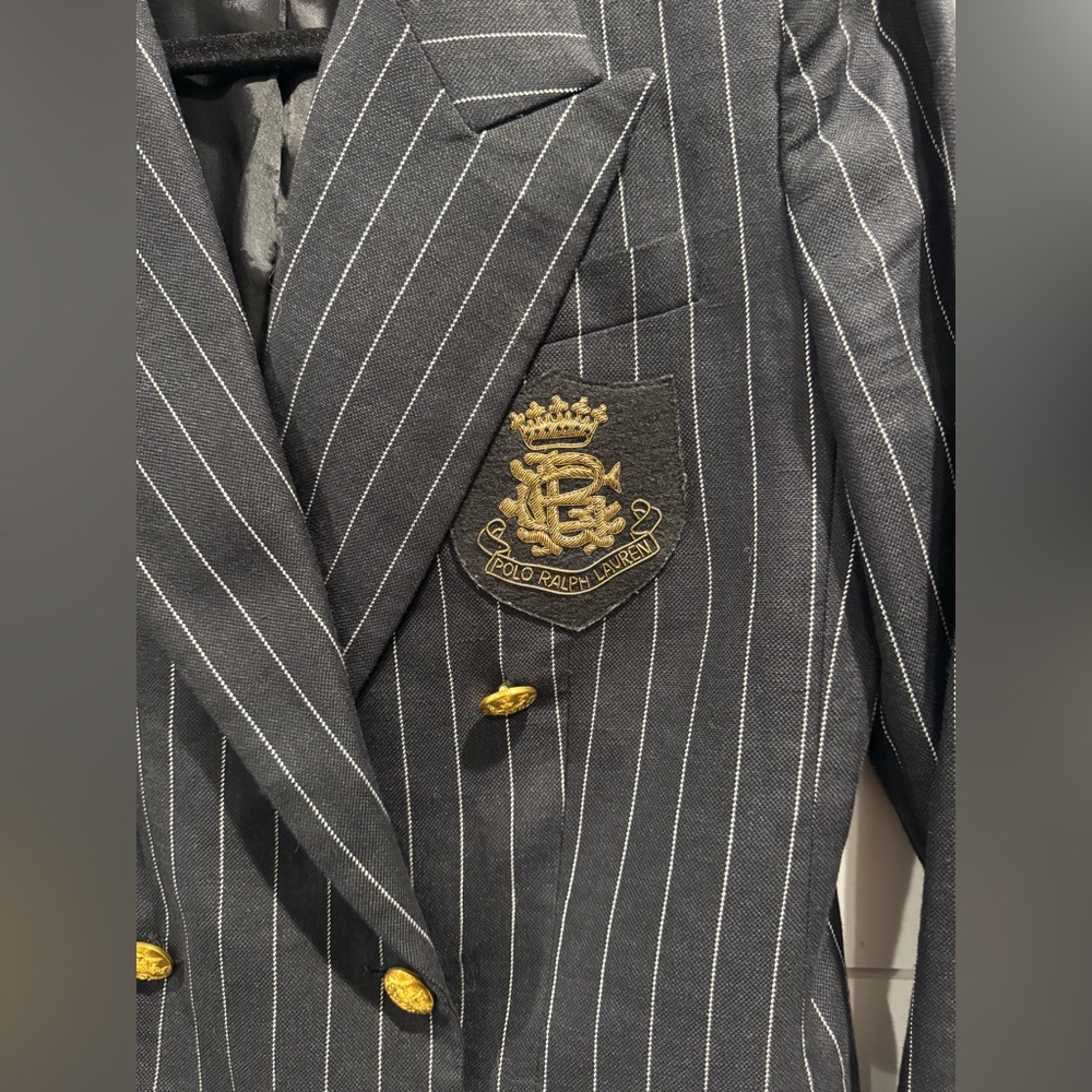 Polo Ralph Lauren black pinstripe linen blend blazer - Picture 6 of 9